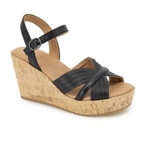 Gentle Souls by Kenneth Cole Women's Nomi Wedge Sandal 11 Black Wedge